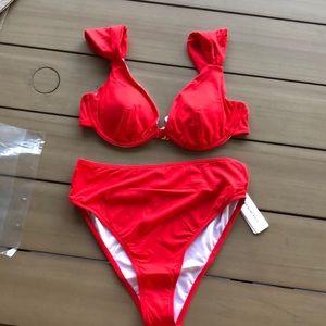 Weworewhat red bikini Allie top Emily bottom